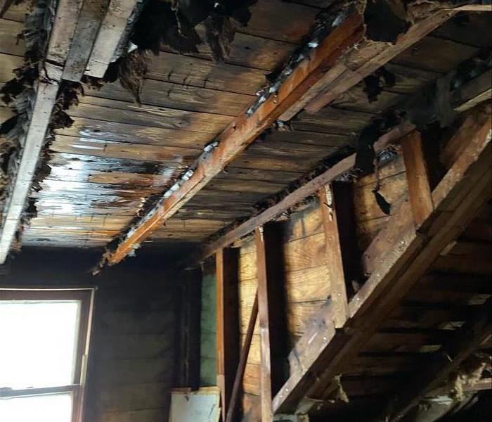 Attic after demo from fire
